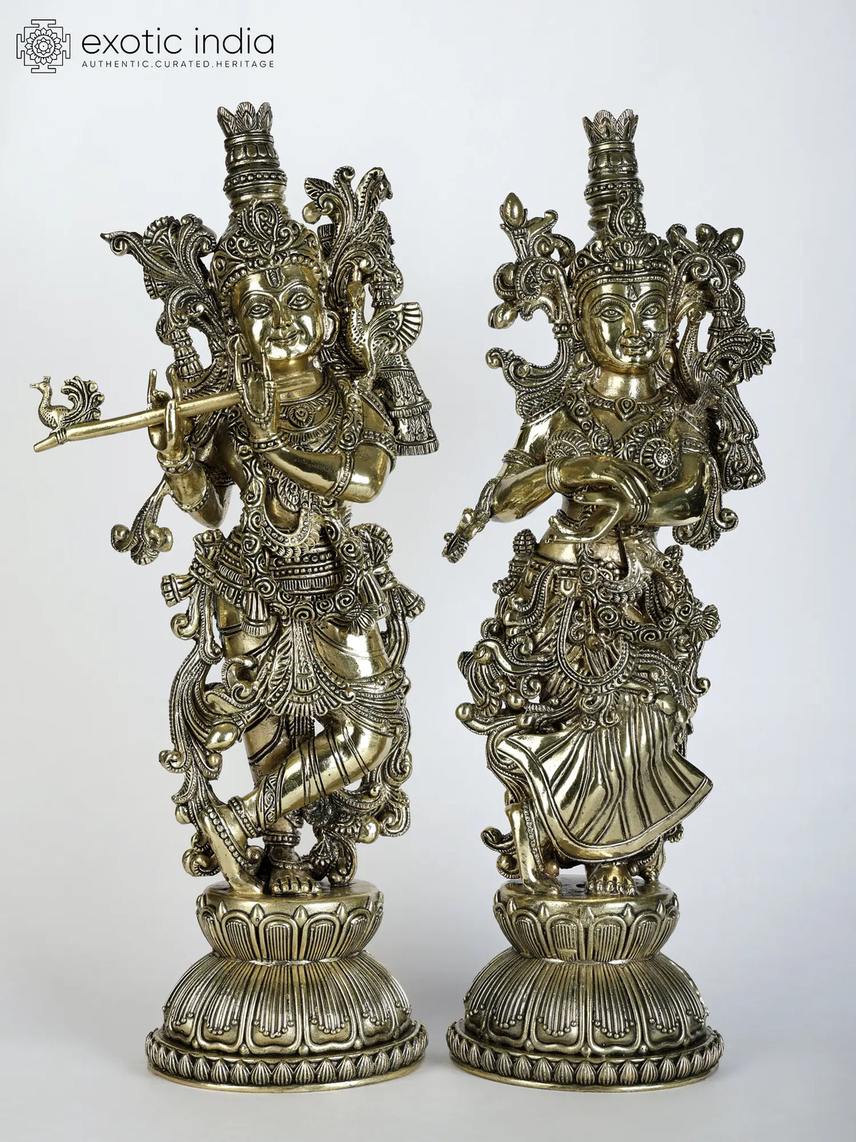 Indian Lord Radha Krishna Brass Statue