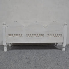 Mughal Garden Hand Carved Indian Daybed White 180cm