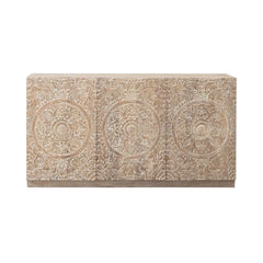 Indian Handmade Solid Wood 3 Door Carved Sideboard