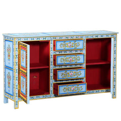 Hand Painted Solid Wood Sideboard In Multicolour