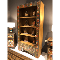 Mughal Hand Painted Solid Wood Bookshelf B23