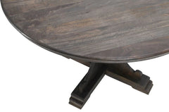 Handmade Indian Hand Carved Solid Hard Wood Sara Round Dining Table Grey Large