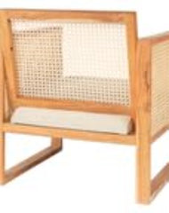 The Gileteen Wooden Rattan Cane Arm Chair for Living Room Acacia Wood