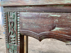 Antique Indian Hand Carved Solid Wood Console Hall Table