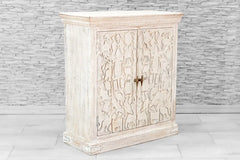 Indian Hand Carved Solid Wood Cabinet White 03