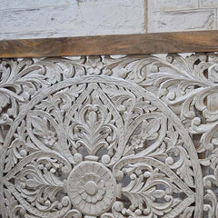 Dynasty Hand Carved Indian Solid Wooden Zara Bed Frame 2 Tone