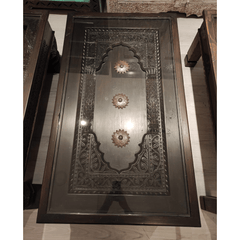 Indian Antique Brass Work Solid Wood Coffee Table C41