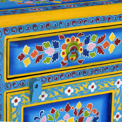 Mughal Hand Painted Wooden Bedside Table Multicolour 15