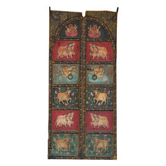 Mughal Hand Painted Reclaimed Wood Door Panel 03