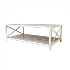 Angle Industrial French Coffee Table White 135x70cm