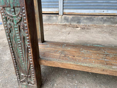 Antique Indian Hand Carved Solid Wood Console Hall Table