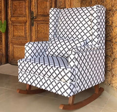 The Gileteen Solid Wood Fabric Rocking Chair for Living Room