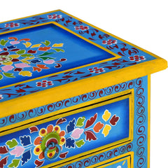 Mughal Hand Painted Wooden Bedside Table Multicolour 15