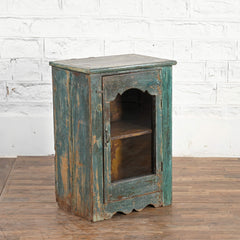 Vintage Reclaimed Wood Rustic Glass Door Cabinet