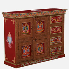 Hand Painted Solid Wood Sideboard In Multicolour