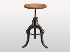 Industrial Adjustable Stool Wooden Top