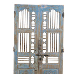 Indian Vintage Antique Hand Carved Solid Wood Door On Stand 80