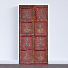Mughal Hand Painted Reclaimed Wood Door Panel 04