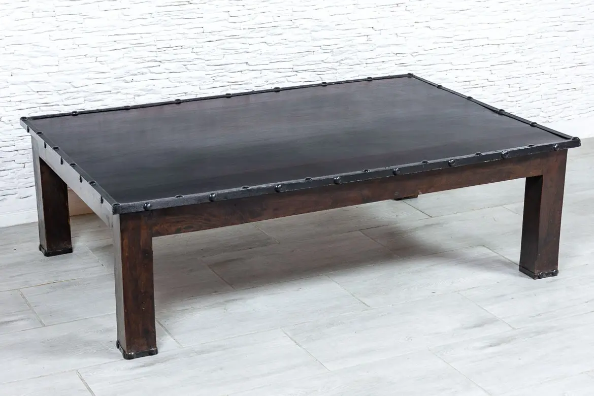 Indian Hand Industrial Lava Solid Wooden Hall Table Coffee Table 153x103x46cm Black