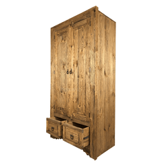 Indian Hand Carved Solid Wooden Cupboard Wardrobe Natural D23