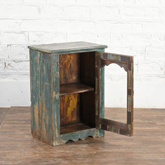 Vintage Reclaimed Wood Rustic Glass Door Cabinet