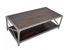 Angle Industrial French Style Metal Coffee Table Chocolate 120x60cm