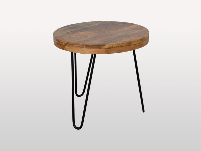 Alfred Indian Solid Wood Round Side Table