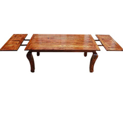 Boston Rustic Wood Extension Cabriole Legs Dining Table Honey