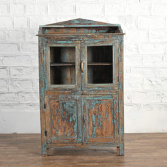 Vintage Reclaimed Wood Rustic Glass Door Cabinet