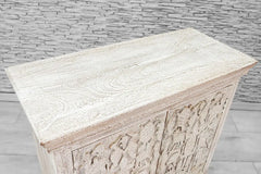 Indian Hand Carved Solid Wood Cabinet White 03