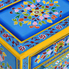Mughal Hand Painted Wooden Bedside Table Multicolour 15
