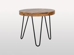 Alfred Indian Solid Wood Round Side Table