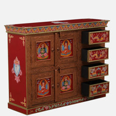 Hand Painted Solid Wood Sideboard In Multicolour