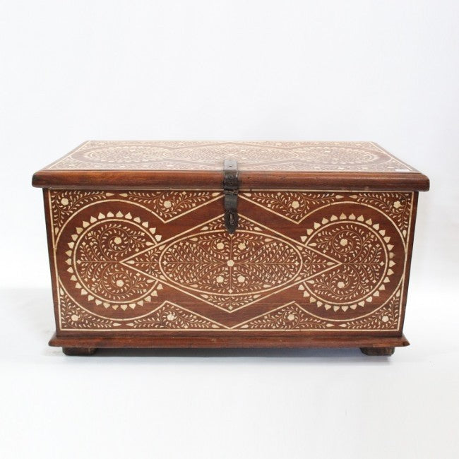 Maaya Bone Inlay Teak Brown Coffee Table Blanket Box