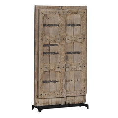 Indian Vintage Antique Hand Carved Solid Wood Door On Stand 81