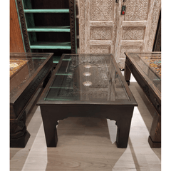 Indian Antique Brass Work Solid Wood Coffee Table C41