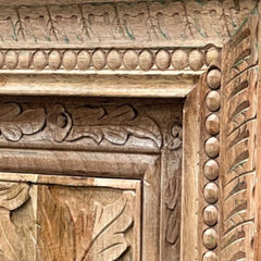 Mehrab Wooden Carved Entryway Console Table Natural Brown