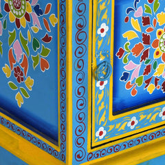 Mughal Hand Painted Wooden Bedside Table Multicolour 15