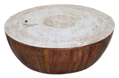 Indian Hand Carved Solid Wood Drum Coffee Table C155