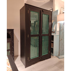 Urban Art Store Wood & Iron Glass Door Cupboard Wardrobe D42