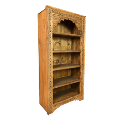 Mehrab Indian Hand Carved Solid Wood Bookshelf B3