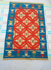 Kilim Wool Handwoven Cotton Dhurrie Durry Rug Jute Floor Covering Pattern 12