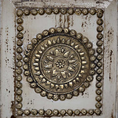 Indian Vintage Hand Carved Solid Wood With Brass Work Cabinet D122