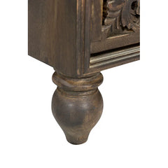 Indian Hand Carved Solid Wooden Bedside Table 02