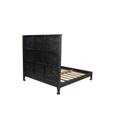 Dynasty Hand Carved Solid Wood Low Profile Standard Bed Black