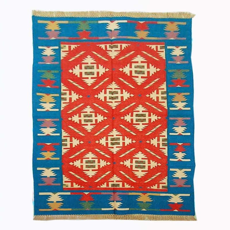 Kilim Wool Handwoven Cotton Dhurrie Durry Rug Jute Floor Covering Pattern 12