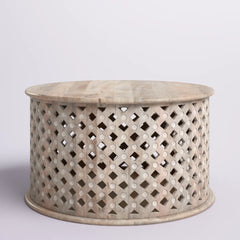 Bristol Carved Mango Wood Round Coffee Table Natural B1