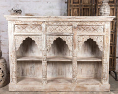 Rajasthan Handcarved Indian Furniture Wooden Mehrab Bookshelf