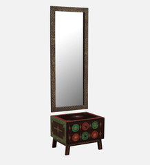 Shanti Surprise Hand Painted Solid Wood Dresser In MultiColour With Mirror