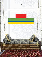 Maharaja Ceiling Hanging Backless Indian Hand Carved Wooden 3 Seater Swing